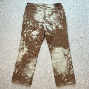 Vintage/Y2K Duluth Trading Custom Bleach Splattered Flannel Lined Canvas Pants